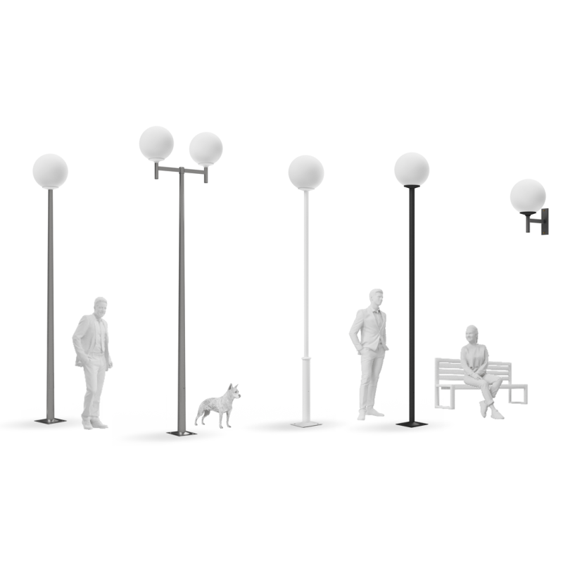 Lampione stradale GLOBO opalino per lampadina LED E27 Ø450mm