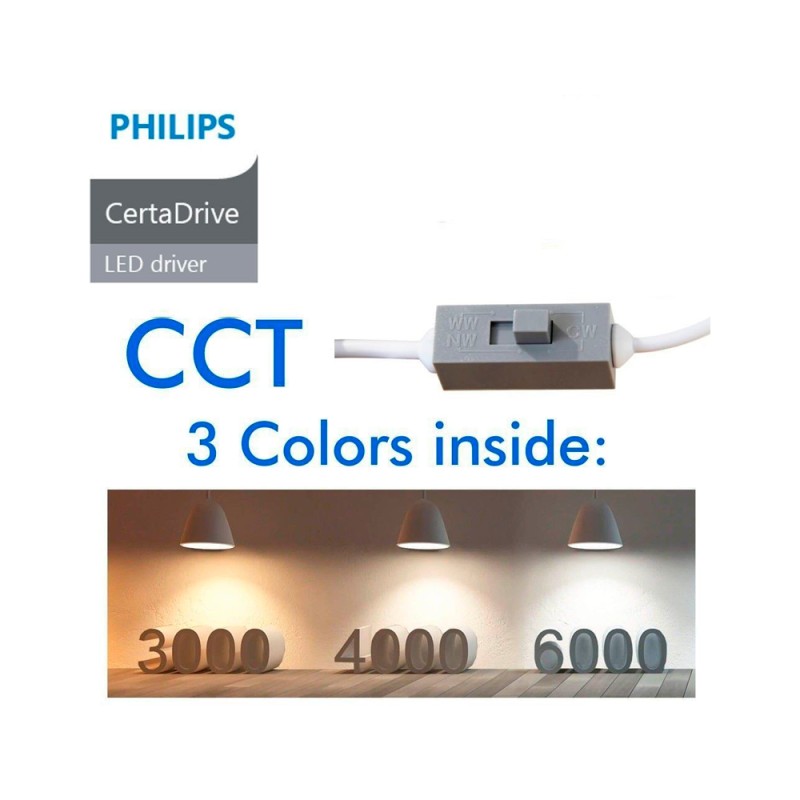 40W Recessed Selectable CCT LED Spotlight for High Ceilings IP65 5000Lm