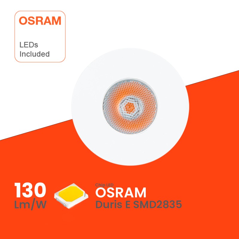 Foco empotrable spot LED mini 1W chip OSRAM 110Lm 15º Blanco