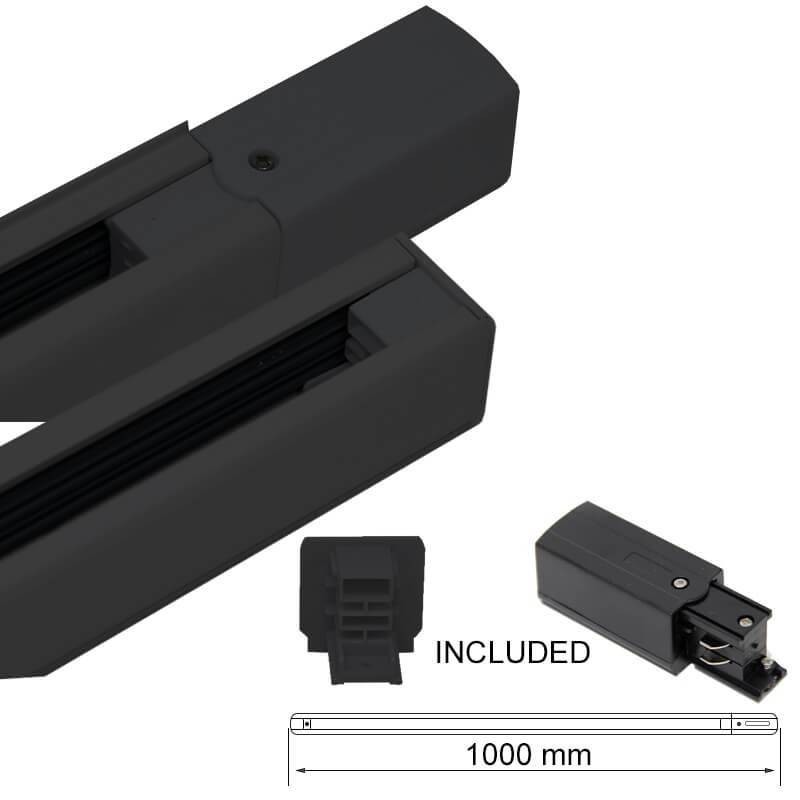 Carril TRIFASICO de 1 metro Negro Premium LED - 4