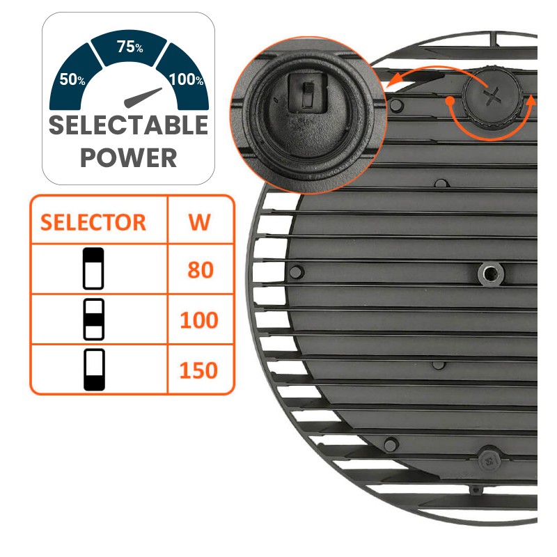 Cloche LED UFO PRO Puissance Sélectionnable 80W-100W-150W puce OSRAM 19500Lm IP65