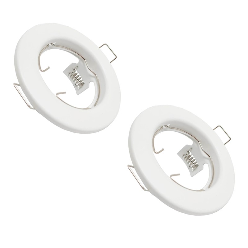 Pack 2 uni - Anneau Encastrable Rond Fixe Blanc pour ampoule LED GU10/MR16
