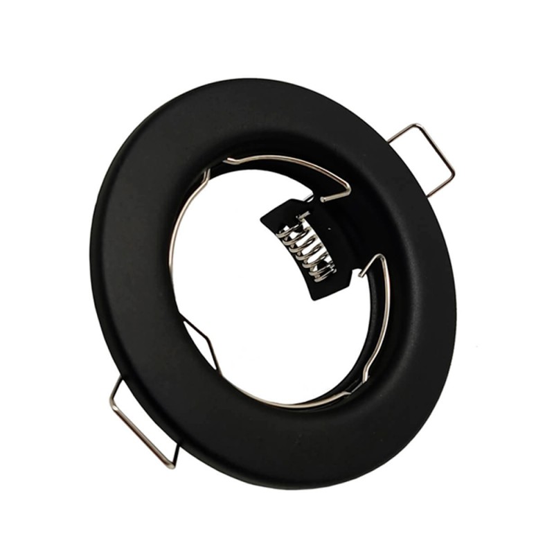 Pack 2 pcs - Fixed Round Black Recessed Downlight GU10 Ring for LED Bulb GU10/MR16