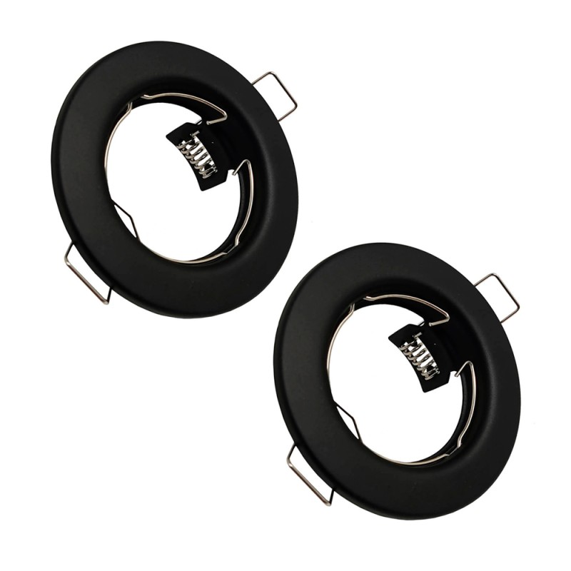 Pack 2 pcs - Fixed Round Black Recessed Downlight GU10 Ring for LED Bulb GU10/MR16