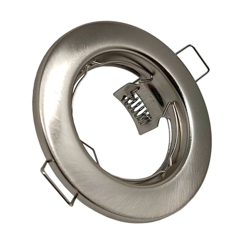 Pack 2 uni - Anneau Encastrable Fixe Rond Nickel pour ampoule LED GU10/MR16