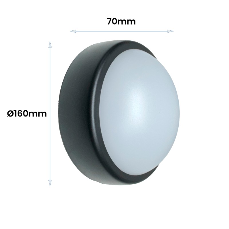 10W IP54 Black Circular LED Ceiling Light 700Lm