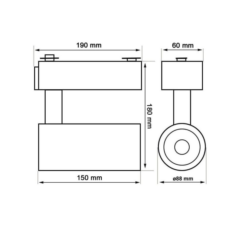 Foco LED para carril monofásico 30W chip BridgeLux 3900Lm negro