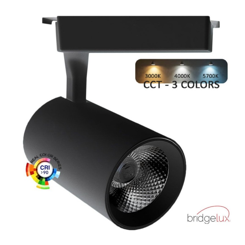 Faretto LED binario monofase 30W BridgeLux CCT Selezionabile 48º3900Lm nero