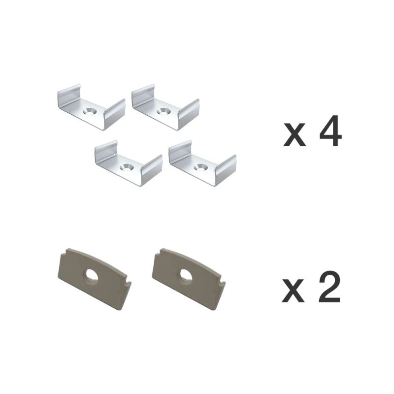 17x8mm Surface Aluminum Grey Profile for LED Strips - 2 Meter Kit
