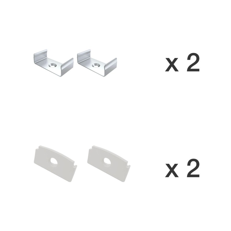 Profil Aluminium Surface Blanc 17x8mm pour ruban LED - 2 mètres