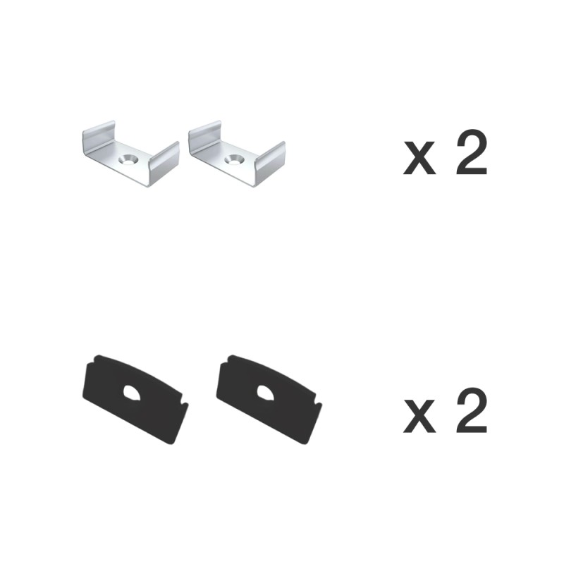 Profilo alluminio Superficie Nero 17x8mm per striscia LED - 2 metri