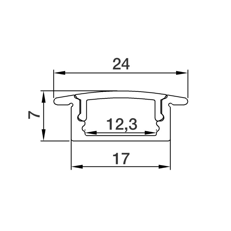 24x7mm Recessed White Profile 24x7mm for LED Strip – 2m Kit