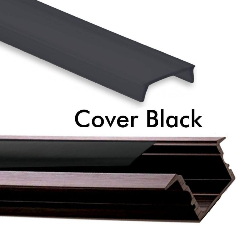 Profil encastrable aluminium noir 24x15mm Diffuseur noir pour ruban LED - 2 mètres