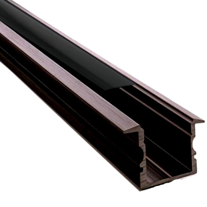 24x15mm Recessed Aluminum Black Profile & Black diffuser for LED Strips - 2m