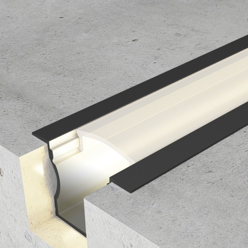 24x15mm Recessed Aluminum Black Profile for LED Strips - 2m