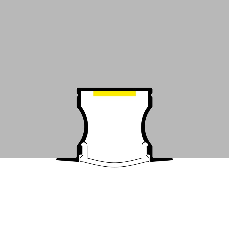 Profilo alluminio da incasso Grigio 24x15mm per striscia LED - 2 metri