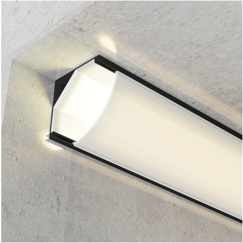 Profilo in alluminio Nero 16x16mm per striscia LED - 2 metri