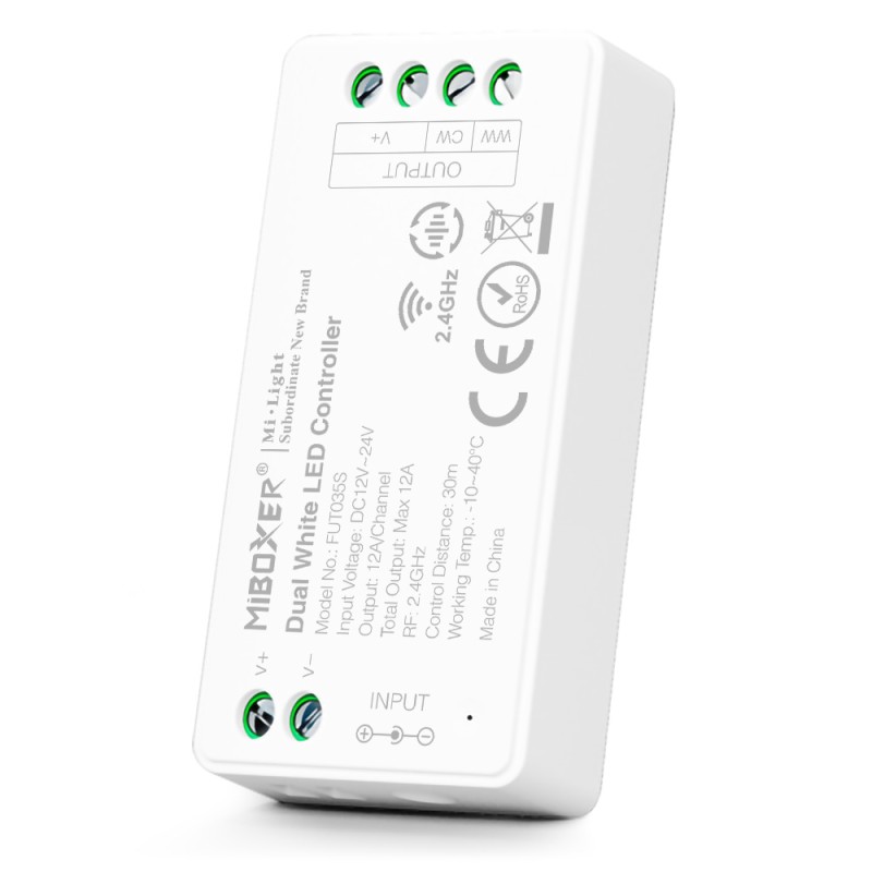 Controlador tira LED CCT Dual White 12/24V DC 2.4G MiBoxer FUT035S