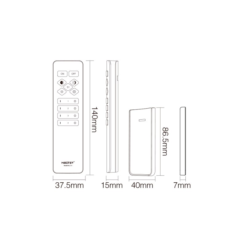 MiBoxer C1 Remote Control CCT Dual White 4 zones 2.4GHz