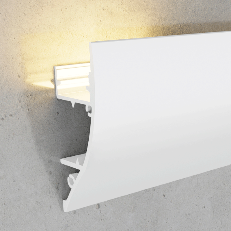 Perfil aluminio CORNISA BLANCO 17x43mm para tira LED - 2 Metros