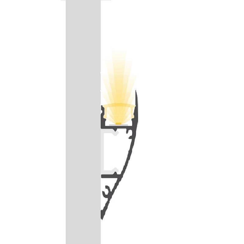 Profil aluminium CORNICHE BLANC 43x17mm pour ruban LED - 2 mètres