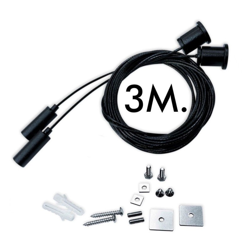 Kit colgante de suspensión para carril universal Negro - 3 metros