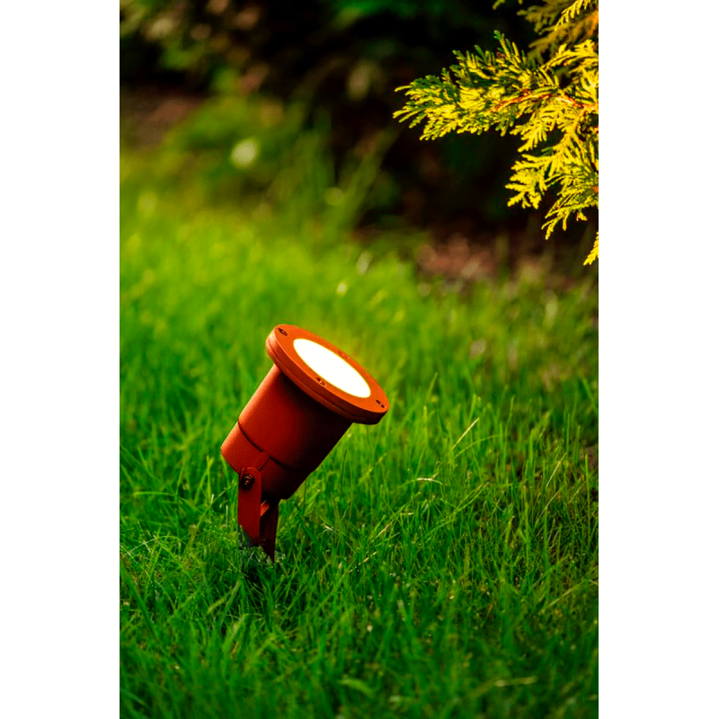 Spot jardin Rouge rouille piquet pour ampoules LED GU10 - ampoule incluse