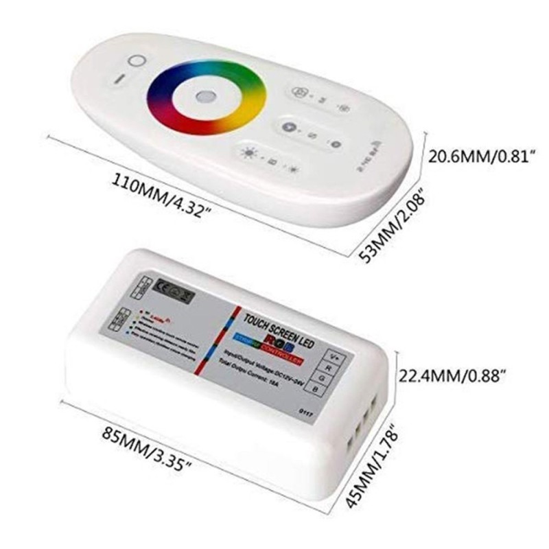 Controlador de tira LED RGB DC 12-24V 6A/canal por RF con mando