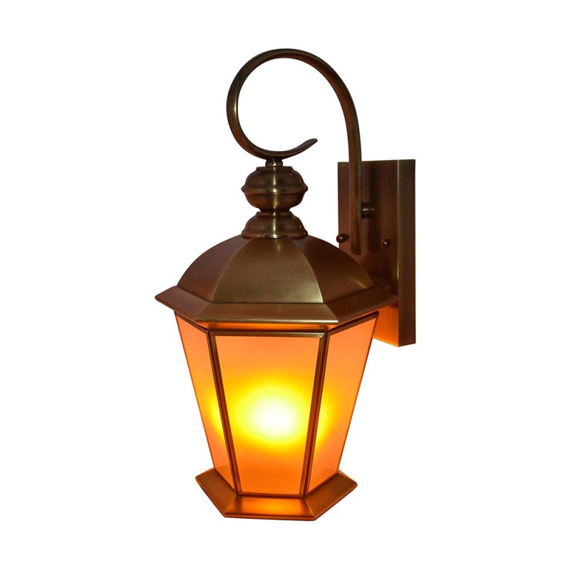 Farol de pared LED 4W latón 1800K IP65 efecto fuego