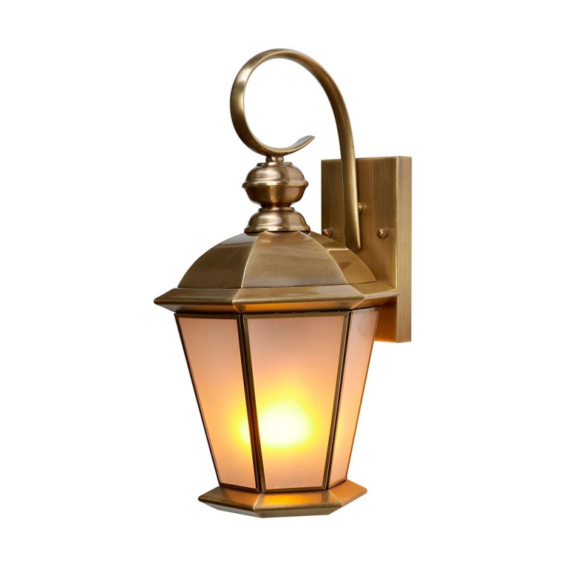 Farol de pared LED 4W latón 1800K IP65 efecto fuego