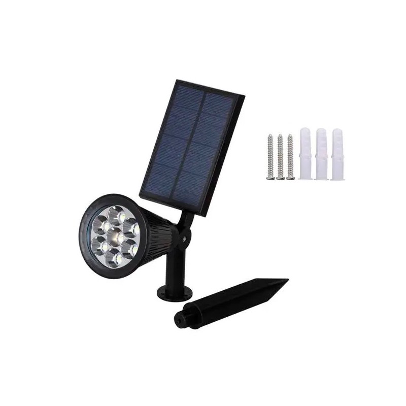 Foco solar jardín RGB 2W 7 colores intercambiables IP65 con sensor crepuscular