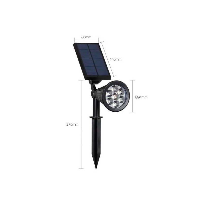 Foco solar jardín RGB 2W 7 colores intercambiables IP65 con sensor crepuscular