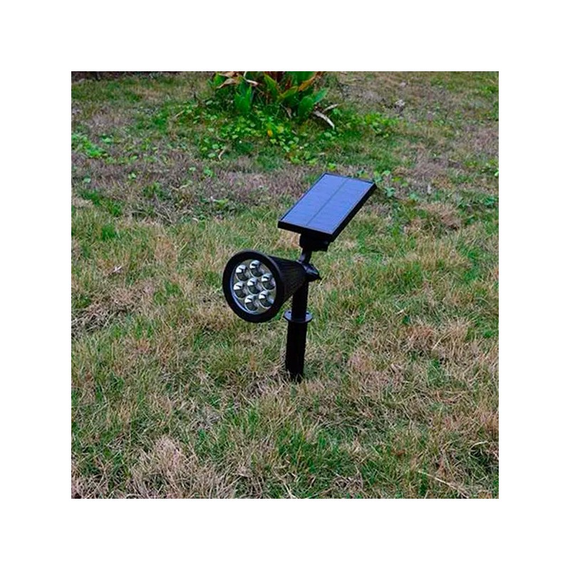 Foco solar jardín RGB 2W 7 colores intercambiables IP65 con sensor crepuscular