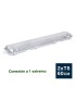 Pantalla estanca vacía para 2 tubos LED 60cm IP65 conexión 1 extremo