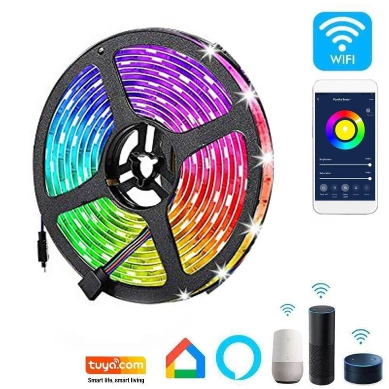 Tira LED 24W smart WiFi TUYA RGB+CCT control APP / Google Home / Alexa - 5 metros