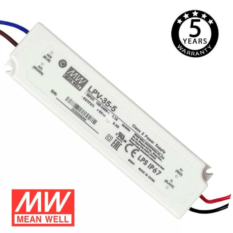 Fuente de alimentación PRO MEANWELL 5V 25W 5A IP67 LPV-35-5