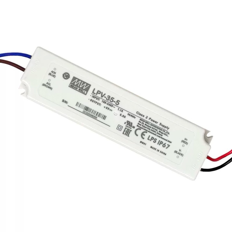 Fuente de alimentación PRO MEANWELL 5V 25W 5A IP67 LPV-35-5