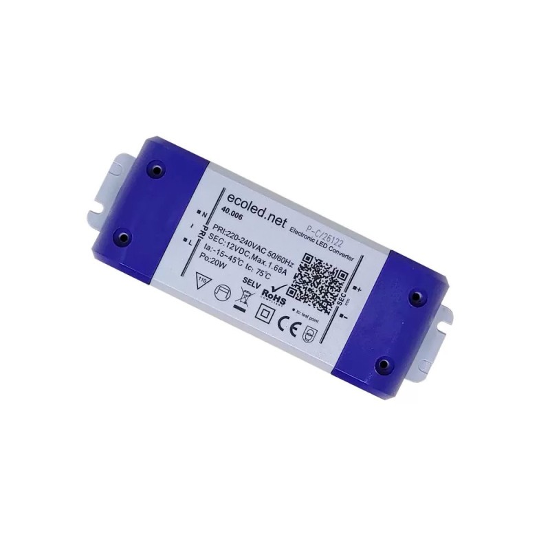 Fuente de alimentación profesional ECOLED 12V-DC 20W 1,68A IP20