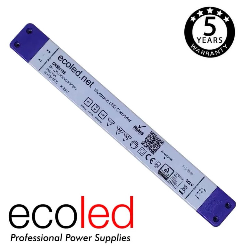 Fuente de alimentación profesional ECOLED 12V-DC 30W 2,5A IP20