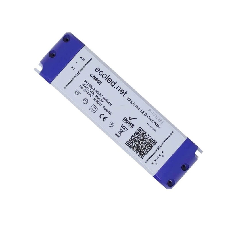 Fuente de alimentación profesional ECOLED 12V-DC 60W 5A IP20