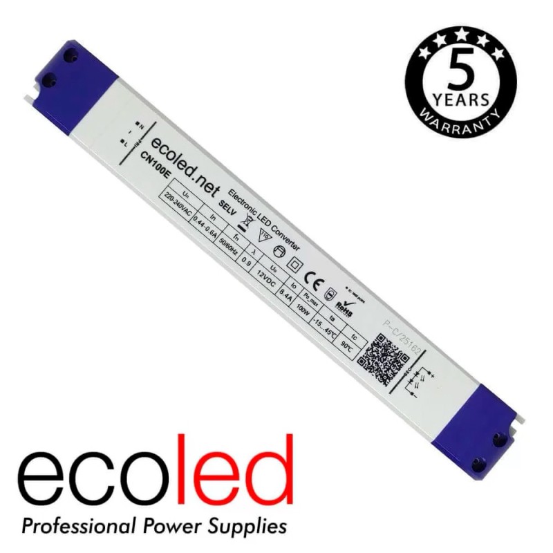 Fuente de alimentación profesional ECOLED 12V-DC 100W 8,4A IP20