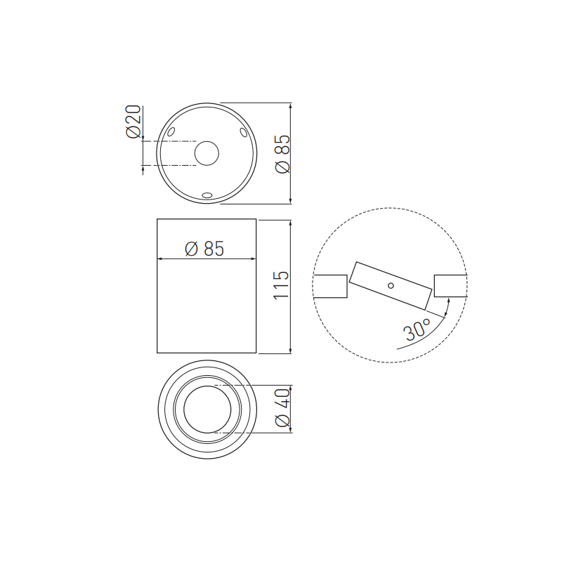 Aplique de techo SENSA redondo para bombilla dicroica