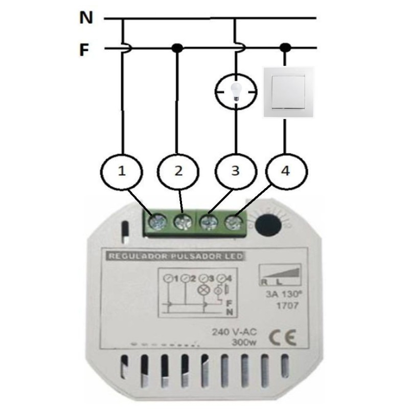 Regulador para pulsador de pastilla para LED - TRIAC