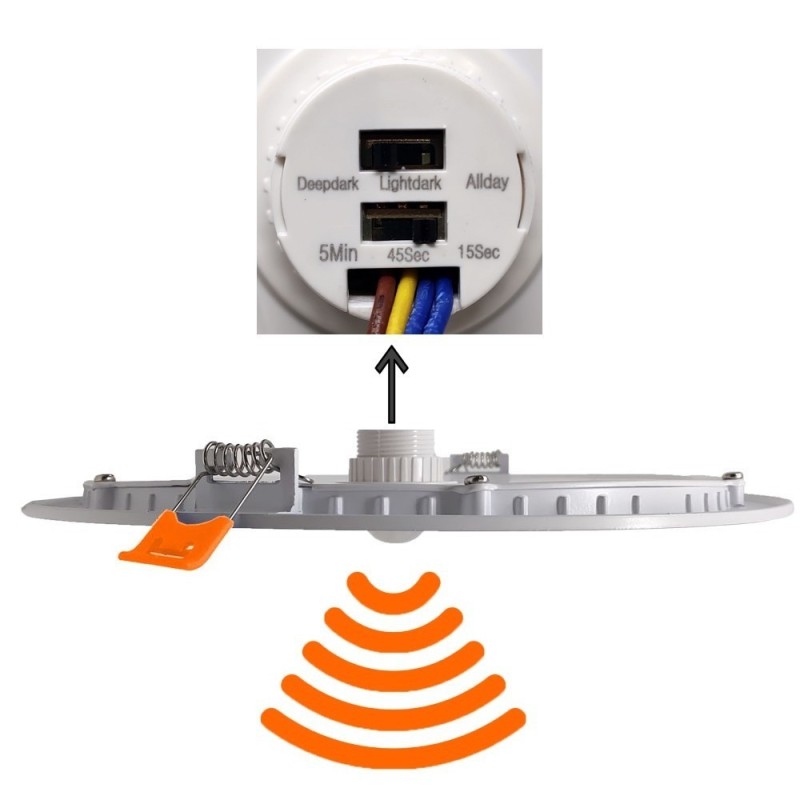 Placa downlight LED slim circular 20W CCT chip OSRAM con sensor de movimiento