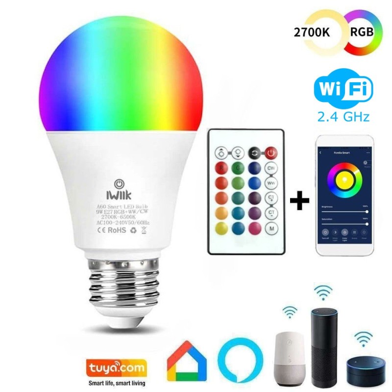 Lampadina LED 10W E27 RGB+CCT SMART WIFI 806Lm