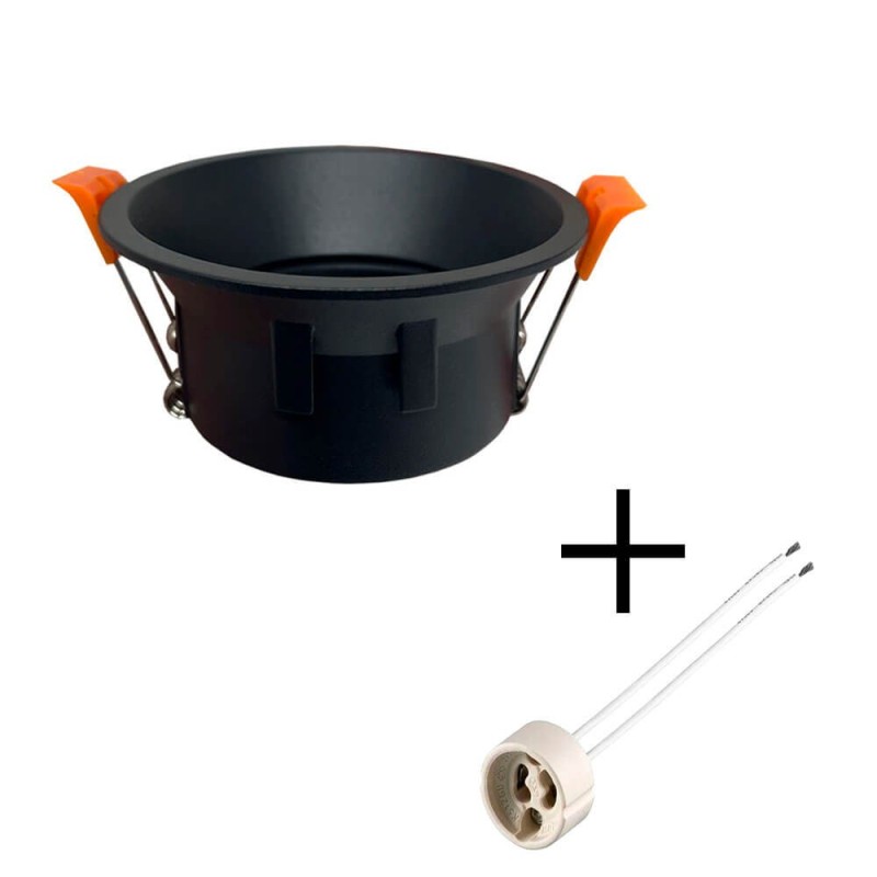 Aro basculante circular Negro empotrable para bombillas GU10/MR16