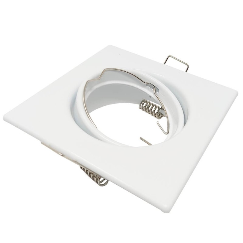 Aro downlight cuadrado basculante BLANCO para bombilla LED GU10/MR16
