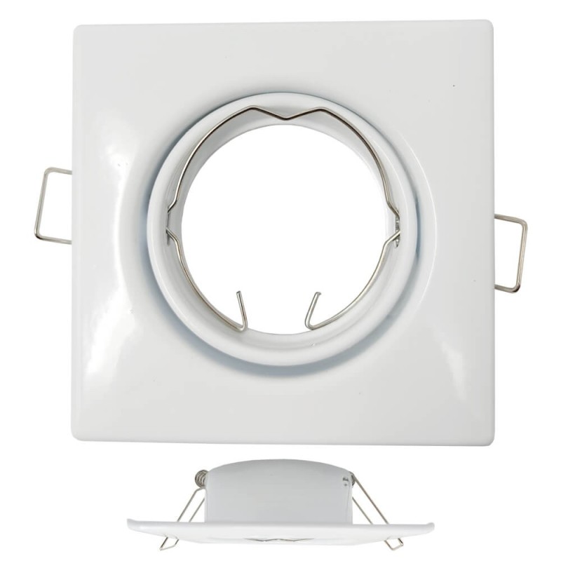 Tiltable Square White Recessed Downlight Ring for LED Bulb GU10/MR16