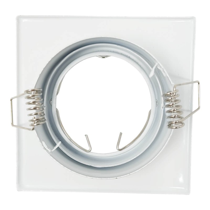 Aro downlight cuadrado basculante BLANCO para bombilla LED GU10/MR16