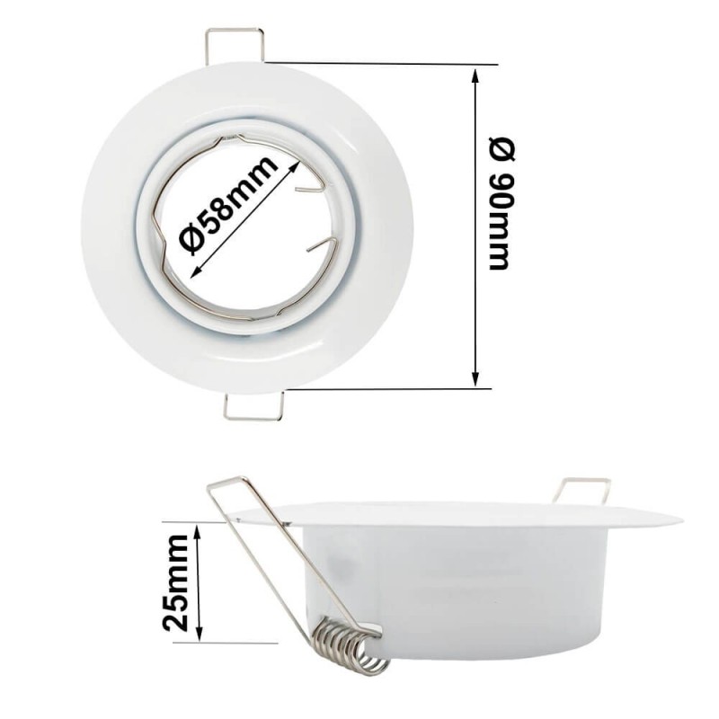 Anneau Encastrable Inclinable Rond Blanc pour ampoule LED GU10/MR16